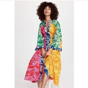 ALEMAIS Louise Shirt Dress Colorblock Organic Cotton Belted Maxi Midi Button  2